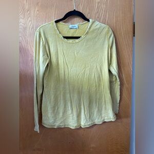 nina Kendosa Yellow Long Sleeve distressed crew neck  long sleeve tee 2